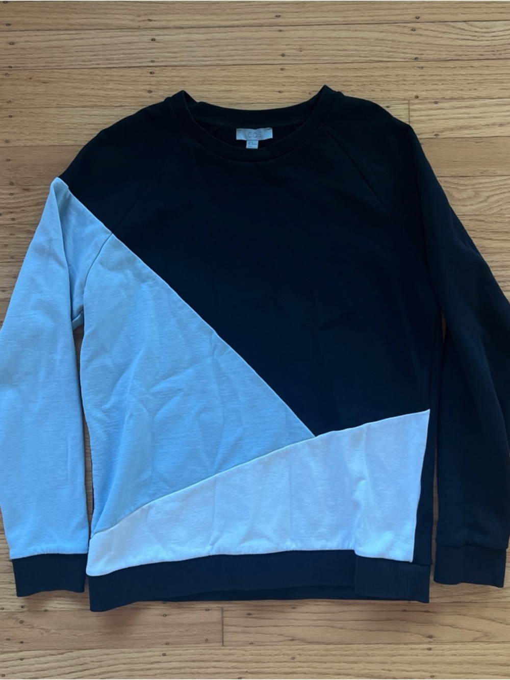 COS Black and Blue Colorblock Crewneck Sweater
